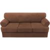 imageHVERSAILTEX Sofa Cover 4 Piece T Cushion Sofa Slipcovers Couch Cover Furniture Protector Stretch T Cushion Sofa Covers for 3 Cushion Couch with 3 Individual T Cushion Covers IvoryCaramel