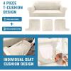 imageHVERSAILTEX Sofa Cover 4 Piece T Cushion Sofa Slipcovers Couch Cover Furniture Protector Stretch T Cushion Sofa Covers for 3 Cushion Couch with 3 Individual T Cushion Covers IvoryIvory