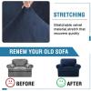 imageHVERSAILTEX Sofa Cover 4 Piece T Cushion Sofa Slipcovers Couch Cover Furniture Protector Stretch T Cushion Sofa Covers for 3 Cushion Couch with 3 Individual T Cushion Covers IvoryNavy