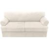 imageHVERSAILTEX Sofa Cover 4 Piece T Cushion Sofa Slipcovers Couch Cover Furniture Protector Stretch T Cushion Sofa Covers for 3 Cushion Couch with 3 Individual T Cushion Covers IvoryIvory