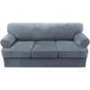 imageHVERSAILTEX Sofa Cover 4 Piece T Cushion Sofa Slipcovers Couch Cover Furniture Protector Stretch T Cushion Sofa Covers for 3 Cushion Couch with 3 Individual T Cushion Covers IvoryStone Blue