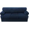 imageHVERSAILTEX Sofa Cover 4 Piece T Cushion Sofa Slipcovers Couch Cover Furniture Protector Stretch T Cushion Sofa Covers for 3 Cushion Couch with 3 Individual T Cushion Covers IvoryNavy