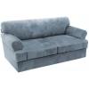 imageHVERSAILTEX Sofa Cover 4 Piece T Cushion Sofa Slipcovers Couch Cover Furniture Protector Stretch T Cushion Sofa Covers for 3 Cushion Couch with 3 Individual T Cushion Covers IvoryStone Blue