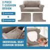 imageHVERSAILTEX Sofa Cover 4 Piece T Cushion Sofa Slipcovers Couch Cover Furniture Protector Stretch T Cushion Sofa Covers for 3 Cushion Couch with 3 Individual T Cushion Covers IvoryTaupe