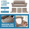 imageHVERSAILTEX Sofa Cover 4 Piece T Cushion Sofa Slipcovers Couch Cover Furniture Protector Stretch T Cushion Sofa Covers for 3 Cushion Couch with 3 Individual T Cushion Covers IvoryTaupe