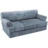 imageHVERSAILTEX Sofa Cover 4 Piece T Cushion Sofa Slipcovers Couch Cover Furniture Protector Stretch T Cushion Sofa Covers for 3 Cushion Couch with 3 Individual T Cushion Covers IvoryStone Blue