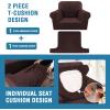 imageHVERSAILTEX Sofa Cover 4 Piece T Cushion Sofa Slipcovers Couch Cover Furniture Protector Stretch T Cushion Sofa Covers for 3 Cushion Couch with 3 Individual T Cushion Covers IvoryBrown