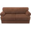 imageHVERSAILTEX Sofa Cover 4 Piece T Cushion Sofa Slipcovers Couch Cover Furniture Protector Stretch T Cushion Sofa Covers for 3 Cushion Couch with 3 Individual T Cushion Covers IvoryCaramel