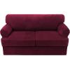 imageHVERSAILTEX Sofa Cover 4 Piece T Cushion Sofa Slipcovers Couch Cover Furniture Protector Stretch T Cushion Sofa Covers for 3 Cushion Couch with 3 Individual T Cushion Covers IvoryBurgundy