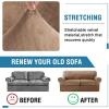 imageHVERSAILTEX Sofa Cover 4 Piece T Cushion Sofa Slipcovers Couch Cover Furniture Protector Stretch T Cushion Sofa Covers for 3 Cushion Couch with 3 Individual T Cushion Covers IvoryCamel