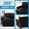 imageHVERSAILTEX Sofa Cover 4 Piece T Cushion Sofa Slipcovers Couch Cover Furniture Protector Stretch T Cushion Sofa Covers for 3 Cushion Couch with 3 Individual T Cushion Covers IvoryBlack