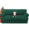 imageHVERSAILTEX Sofa Cover 4 Piece T Cushion Sofa Slipcovers Couch Cover Furniture Protector Stretch T Cushion Sofa Covers for 3 Cushion Couch with 3 Individual T Cushion Covers IvoryGreen
