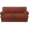 imageHVERSAILTEX Sofa Cover 4 Piece T Cushion Sofa Slipcovers Couch Cover Furniture Protector Stretch T Cushion Sofa Covers for 3 Cushion Couch with 3 Individual T Cushion Covers IvoryRust