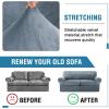 imageHVERSAILTEX Sofa Cover 4 Piece T Cushion Sofa Slipcovers Couch Cover Furniture Protector Stretch T Cushion Sofa Covers for 3 Cushion Couch with 3 Individual T Cushion Covers IvoryStone Blue