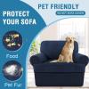 imageHVERSAILTEX Sofa Cover 4 Piece T Cushion Sofa Slipcovers Couch Cover Furniture Protector Stretch T Cushion Sofa Covers for 3 Cushion Couch with 3 Individual T Cushion Covers IvoryNavy