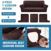 imageHVERSAILTEX Sofa Cover 4 Piece T Cushion Sofa Slipcovers Couch Cover Furniture Protector Stretch T Cushion Sofa Covers for 3 Cushion Couch with 3 Individual T Cushion Covers IvoryBrown