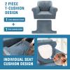 imageHVERSAILTEX Sofa Cover 4 Piece T Cushion Sofa Slipcovers Couch Cover Furniture Protector Stretch T Cushion Sofa Covers for 3 Cushion Couch with 3 Individual T Cushion Covers IvoryStone Blue