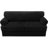 imageHVERSAILTEX Sofa Cover 4 Piece T Cushion Sofa Slipcovers Couch Cover Furniture Protector Stretch T Cushion Sofa Covers for 3 Cushion Couch with 3 Individual T Cushion Covers IvoryBlack