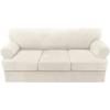 imageHVERSAILTEX Sofa Cover 4 Piece T Cushion Sofa Slipcovers Couch Cover Furniture Protector Stretch T Cushion Sofa Covers for 3 Cushion Couch with 3 Individual T Cushion Covers IvoryIvory
