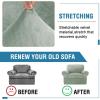 imageHVERSAILTEX Sofa Cover 4 Piece T Cushion Sofa Slipcovers Couch Cover Furniture Protector Stretch T Cushion Sofa Covers for 3 Cushion Couch with 3 Individual T Cushion Covers IvorySea Grass