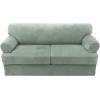 imageHVERSAILTEX Sofa Cover 4 Piece T Cushion Sofa Slipcovers Couch Cover Furniture Protector Stretch T Cushion Sofa Covers for 3 Cushion Couch with 3 Individual T Cushion Covers IvorySea Grass