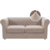 imageHVERSAILTEX 3 Pieces Stretch Chesterfield Sofa Covers for 2 Cushion Couch Mid Century Deep Seat Slip Covers for SofasCouches with Elastic Bottom Thicker Jacquard FabricMediumXL Sofa GreySand