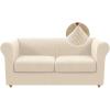 imageHVERSAILTEX 3 Pieces Stretch Chesterfield Sofa Covers for 2 Cushion Couch Mid Century Deep Seat Slip Covers for SofasCouches with Elastic Bottom Thicker Jacquard FabricMediumXL Sofa GreyNatural