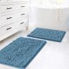 imageHVERSAILTEX Extra Thick Chenille Plush Pattern Bath Rugs for Bathroom Non Slip  Soft Plush Shaggy Bath Mats for Bathroom Floor Indoor Mats Rugs for Entryway Dark Grey 32 x 20 Plus 24 x 17 InchesDark Teal