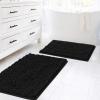 imageHVERSAILTEX Extra Thick Chenille Plush Pattern Bath Rugs for Bathroom Non Slip  Soft Plush Shaggy Bath Mats for Bathroom Floor Indoor Mats Rugs for Entryway Dark Grey 32 x 20 Plus 24 x 17 InchesBlack