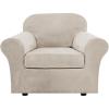 imageHVERSAILTEX Real Velvet Plush 3 Piece Stretch Sofa Covers Couch Covers for 2 Cushion Couch Sofa Slipcovers Width Up to 90 Inch Feature Thick Soft Stay in Place Large Sofa Deep TealFrench Oak