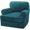 imageHVERSAILTEX Sofa Cover 4 Piece T Cushion Sofa Slipcovers Couch Cover Furniture Protector Stretch T Cushion Sofa Covers for 3 Cushion Couch with 3 Individual T Cushion Covers IvoryDeep Teal