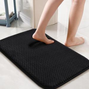 imageHVERSAILTEX Memory Foam Bath Mat 17x24 Extra Soft and Absorbent Bathroom Mats Non Slip Washable Carpet for Floor Shower and Tub BlackBlack