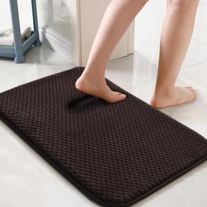 imageHVERSAILTEX Memory Foam Bath Mat 17x24 Extra Soft and Absorbent Bathroom Mats Non Slip Washable Carpet for Floor Shower and Tub BlackBrown