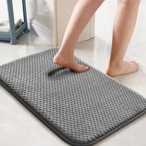 imageHVERSAILTEX Memory Foam Bath Mat 17x24 Extra Soft and Absorbent Bathroom Mats Non Slip Washable Carpet for Floor Shower and Tub BlackGrey