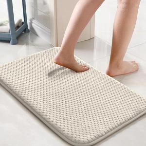 imageHVERSAILTEX Memory Foam Bath Mat 17x24 Extra Soft and Absorbent Bathroom Mats Non Slip Washable Carpet for Floor Shower and Tub BlackIvory