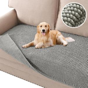 imageHVERSAILTEX Plush Chenille Dog Bed Cover Thick Soft Sofa Cover for 3 Cushion Couch Anti Slip Couch Cover Furniture Protector for Dog Pet Cat 35quot x 82quot DoveDove
