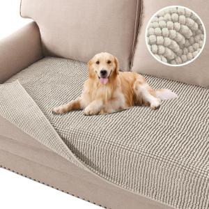 imageHVERSAILTEX Plush Chenille Dog Bed Cover Thick Soft Sofa Cover for 3 Cushion Couch Anti Slip Couch Cover Furniture Protector for Dog Pet Cat 35quot x 82quot DoveIsland Fossi