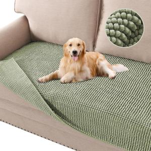 imageHVERSAILTEX Plush Chenille Dog Bed Cover Thick Soft Sofa Cover for 3 Cushion Couch Anti Slip Couch Cover Furniture Protector for Dog Pet Cat 35quot x 82quot DoveSage