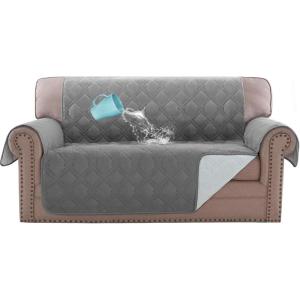 imageHVERSAILTEX Sofa Covers for 3 Cushion Couch Dog Couch Protector Furniture Covers for Pets 100 Waterproof Cover with NonSkid Backing ampamp Elastic StrapsSofa Coconut MilkDove Grey