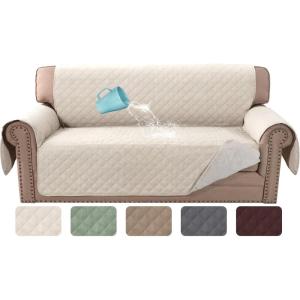 imageHVERSAILTEX Sofa Covers for 3 Cushion Couch Dog Couch Protector Furniture Covers for Pets 100 Waterproof Cover with NonSkid Backing ampamp Elastic StrapsSofa Coconut MilkCoconut Milk