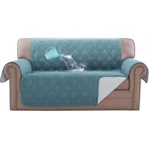 imageHVERSAILTEX Sofa Covers for 3 Cushion Couch Dog Couch Protector Furniture Covers for Pets 100 Waterproof Cover with NonSkid Backing ampamp Elastic StrapsSofa Coconut MilkStone Blue