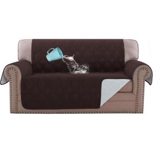 imageHVERSAILTEX Sofa Covers for 3 Cushion Couch Dog Couch Protector Furniture Covers for Pets 100 Waterproof Cover with NonSkid Backing ampamp Elastic StrapsSofa Coconut MilkBrown
