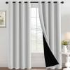 imageHVERSAILTEX 100 Blackout Patio Curtains Thermal Insulated Curtains for Sliding Door Extra Wide Window Panels Full Light Blocking Grommet Curtain with Black Liner W100 x L84 inch  Warm TaupeBlackout Greyish White