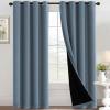 imageHVERSAILTEX 100 Blackout Patio Curtains Thermal Insulated Curtains for Sliding Door Extra Wide Window Panels Full Light Blocking Grommet Curtain with Black Liner W100 x L84 inch  Warm TaupeBlackout Stone Blue