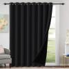 imageHVERSAILTEX 100 Blackout Patio Curtains Thermal Insulated Curtains for Sliding Door Extra Wide Window Panels Full Light Blocking Grommet Curtain with Black Liner W100 x L84 inch  Warm TaupeBlackout Jet Black