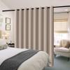 imageHVERSAILTEX 100 Blackout Patio Curtains Thermal Insulated Curtains for Sliding Door Extra Wide Window Panels Full Light Blocking Grommet Curtain with Black Liner W100 x L84 inch  Warm TaupeBlackout Natural Sand