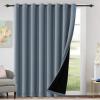 imageHVERSAILTEX 100 Blackout Patio Curtains Thermal Insulated Curtains for Sliding Door Extra Wide Window Panels Full Light Blocking Grommet Curtain with Black Liner W100 x L84 inch  Warm TaupeBlackout Stone Blue