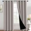 imageHVERSAILTEX 100 Blackout Patio Curtains Thermal Insulated Curtains for Sliding Door Extra Wide Window Panels Full Light Blocking Grommet Curtain with Black Liner W100 x L84 inch  Warm TaupeBlackout Warm Taupe