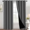 imageHVERSAILTEX 100 Blackout Patio Curtains Thermal Insulated Curtains for Sliding Door Extra Wide Window Panels Full Light Blocking Grommet Curtain with Black Liner W100 x L84 inch  Warm TaupeBlackout Grey