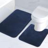 imageHVERSAILTEX Bath Mat Memory Foam Set Bathroom Rug Set Flannel Velvety Bath Mat Luxury Extra Soft and Absorbent Non Slip Rugs for BathroomBedroom Washable2 Pack 20quotx 32quot 17quotx 24quot GreyNavy